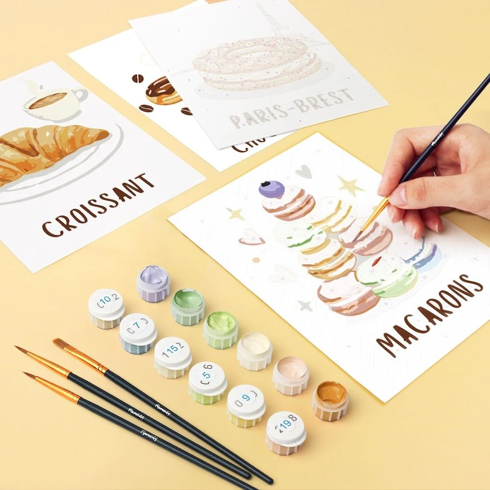 Mini Paint by numbers 15x20cm (6 pieces) - French Pastries - Image 6