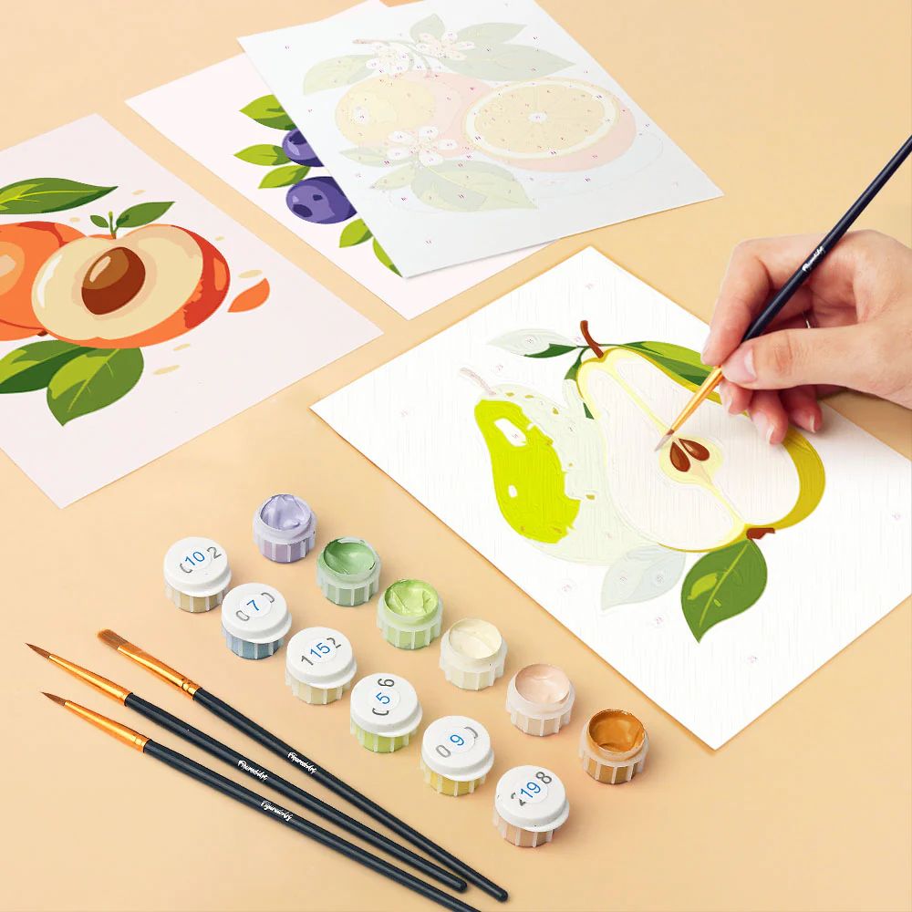 Mini Paint by numbers 15x20cm (6 pieces) - Garden Fruits - Image 6