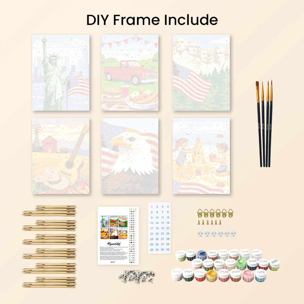 Mini Paint by numbers 15x20cm (6 pieces) - Hello USA - Image 11
