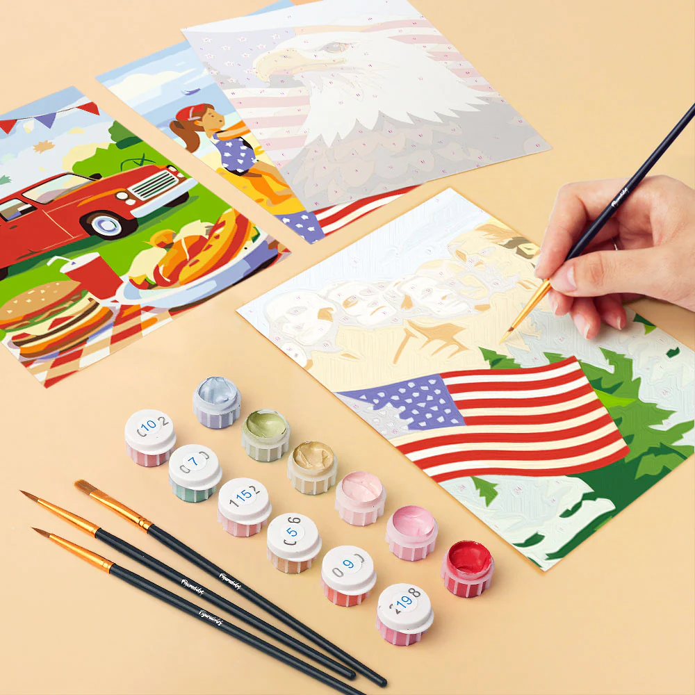 Mini Paint by numbers 15x20cm (6 pieces) - Hello USA - Image 6