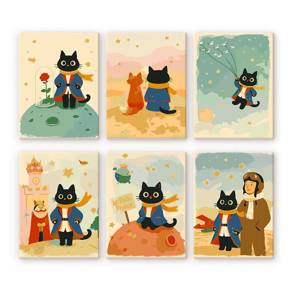 Mini Paint by numbers 15x20cm (6 pieces) - Little Cat
