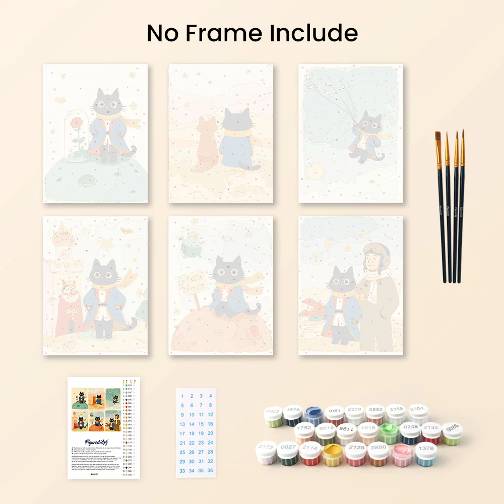 Mini Paint by numbers 15x20cm (6 pieces) - Little Cat - Image 10