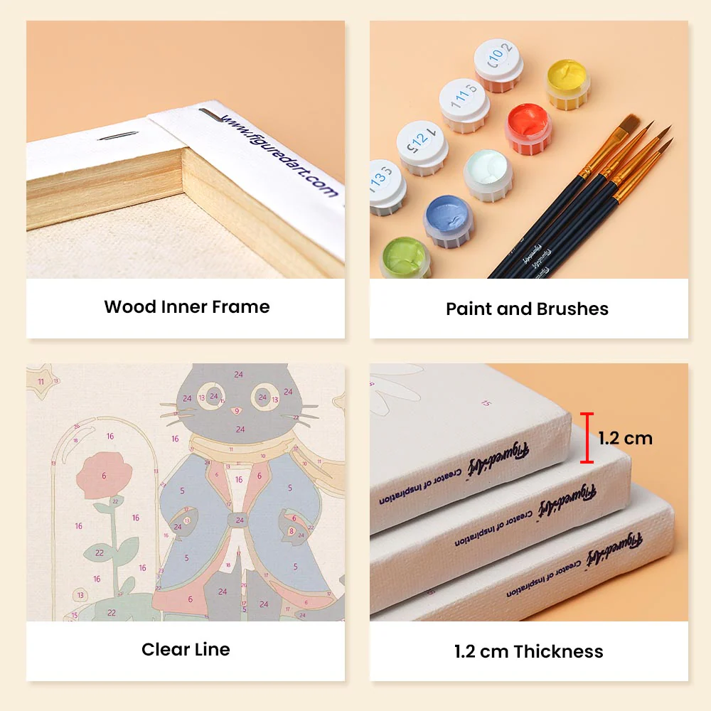 Mini Paint by numbers 15x20cm (6 pieces) - Little Cat - Image 9