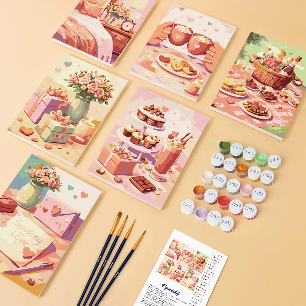 Mini Paint by numbers 15x20cm (6 pieces) - Love Gifts - Image 2