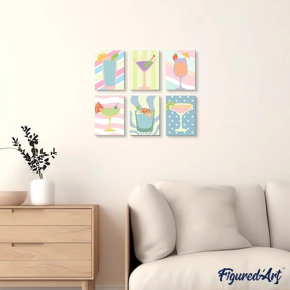 Mini Paint by numbers 15x20cm (6 pieces) - Pop Art Cocktails - Image 3