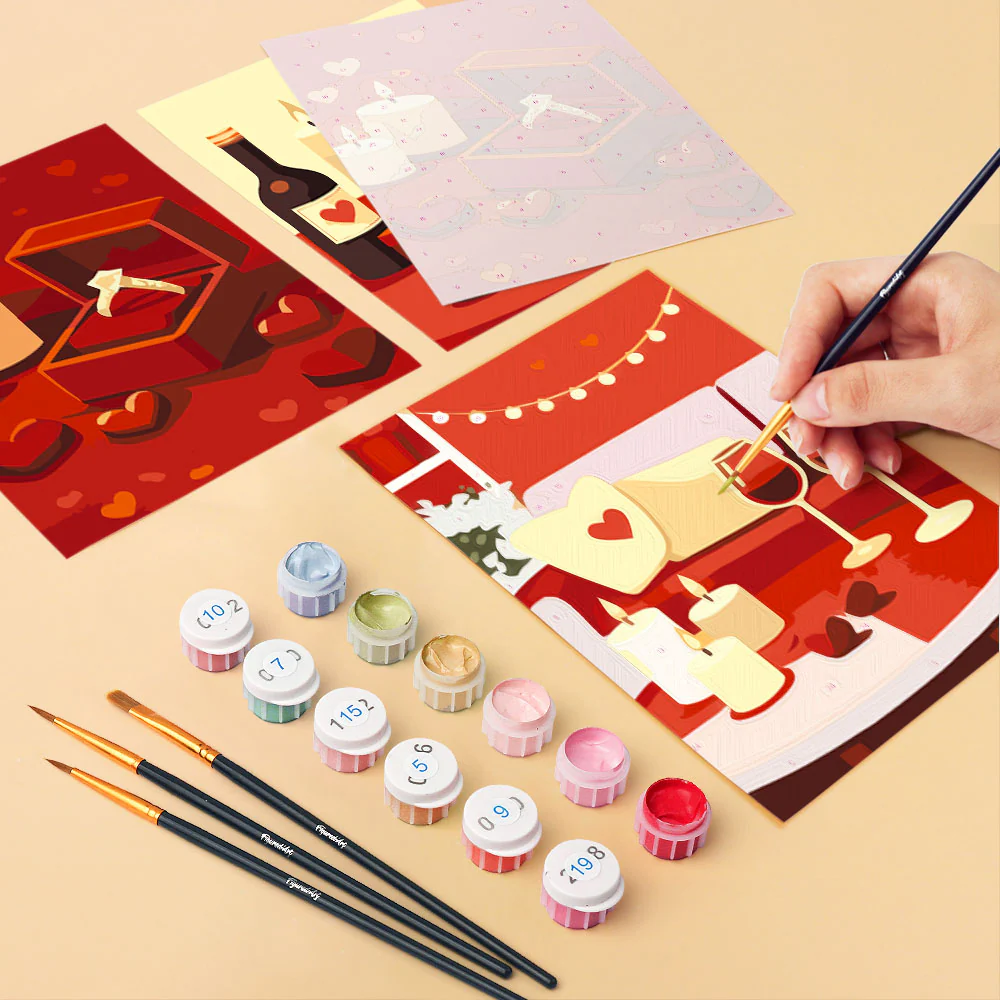 Mini Paint by numbers 15x20cm (6 pieces) - Romance and Love - Image 6