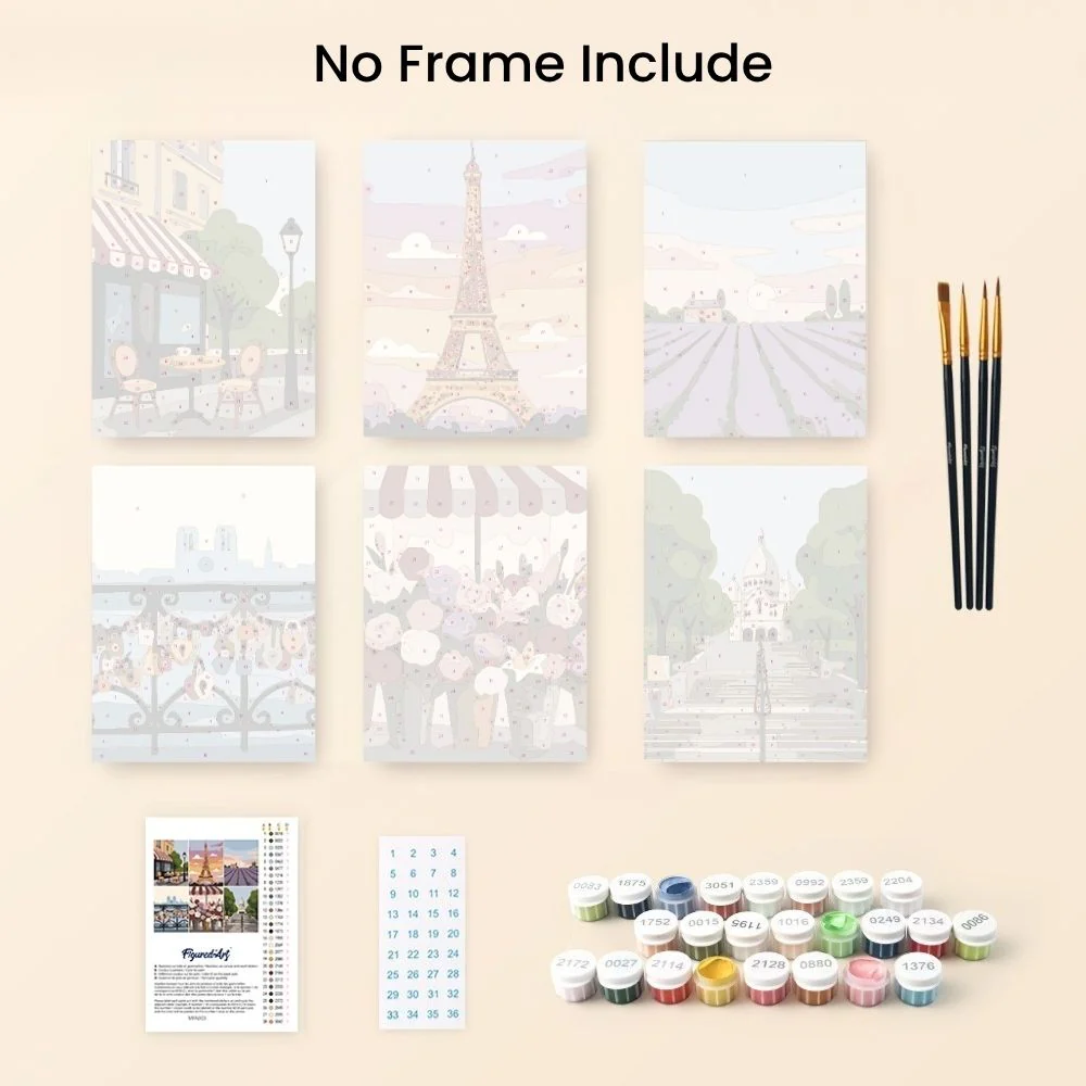 Mini Paint by numbers 15x20cm (6 pieces) - Romantic France - Image 10
