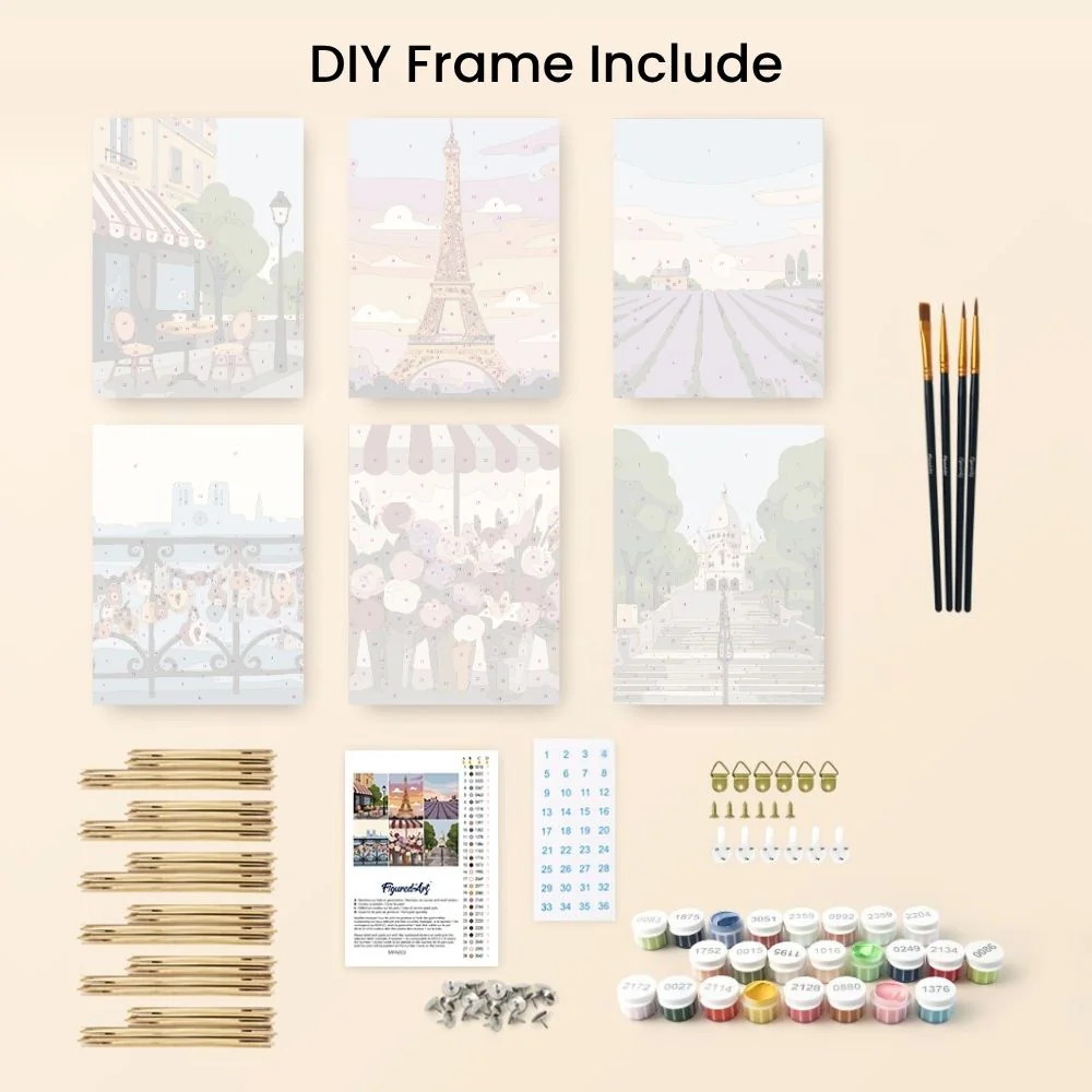 Mini Paint by numbers 15x20cm (6 pieces) - Romantic France - Image 11