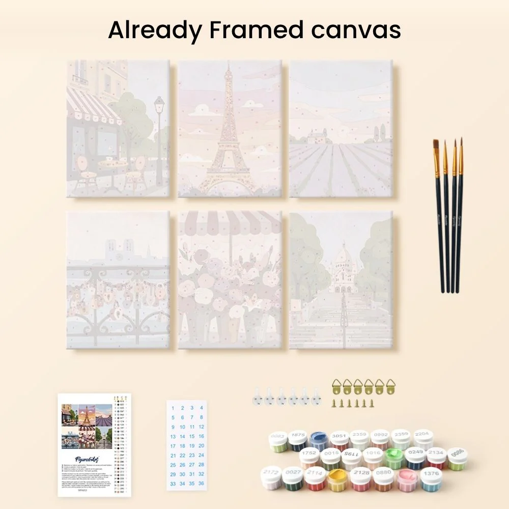 Mini Paint by numbers 15x20cm (6 pieces) - Romantic France - Image 12