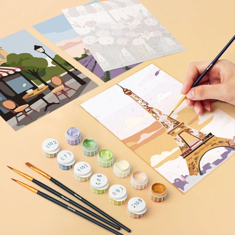Mini Paint by numbers 15x20cm (6 pieces) - Romantic France - Image 6