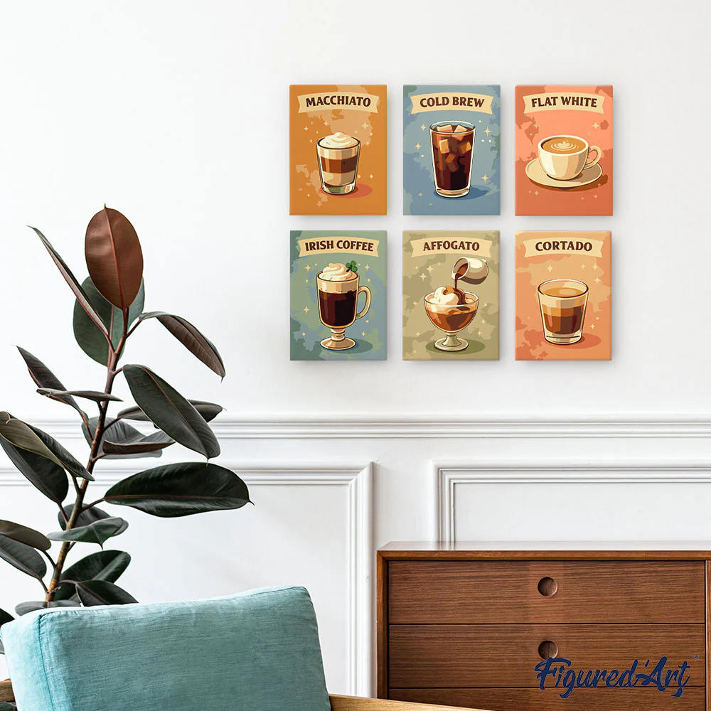 Mini Paint by numbers 15x20cm (6 pieces) - Specialty Coffee - Image 3