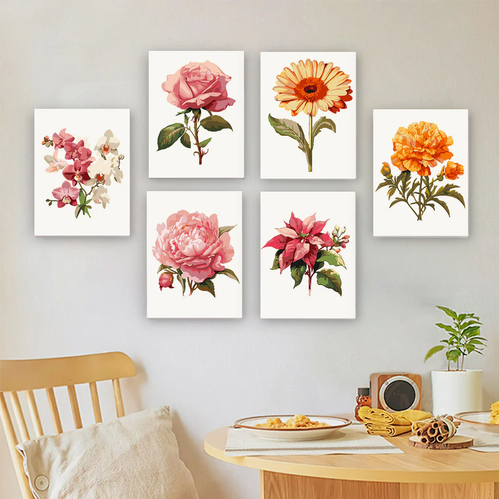 Mini Paint by numbers 15x20cm (6 pieces) - Spring Botanical Garden - Image 3