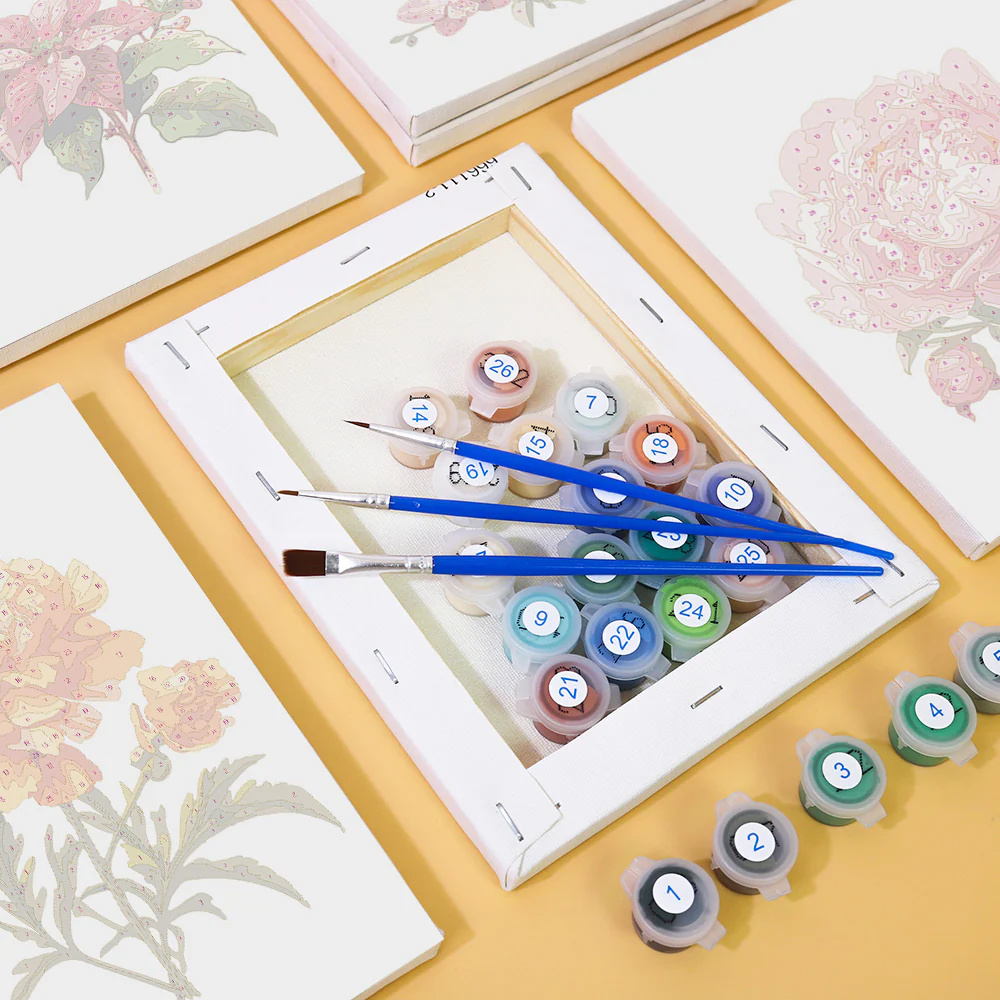 Mini Paint by numbers 15x20cm (6 pieces) - Spring Botanical Garden - Image 4