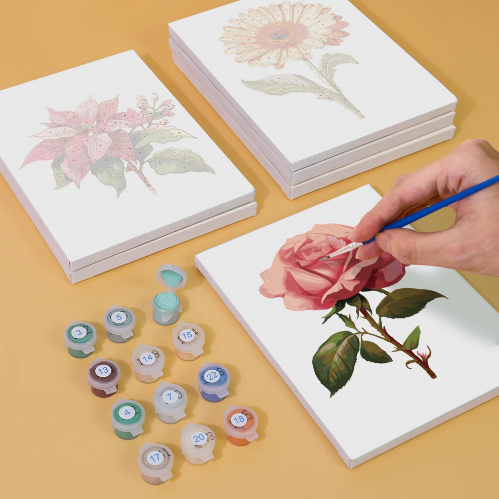 Mini Paint by numbers 15x20cm (6 pieces) - Spring Botanical Garden - Image 5