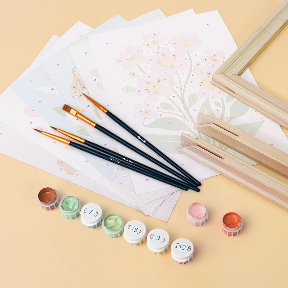 Mini Paint by numbers 15x20cm (6 pieces) - Spring Flowers - Image 4