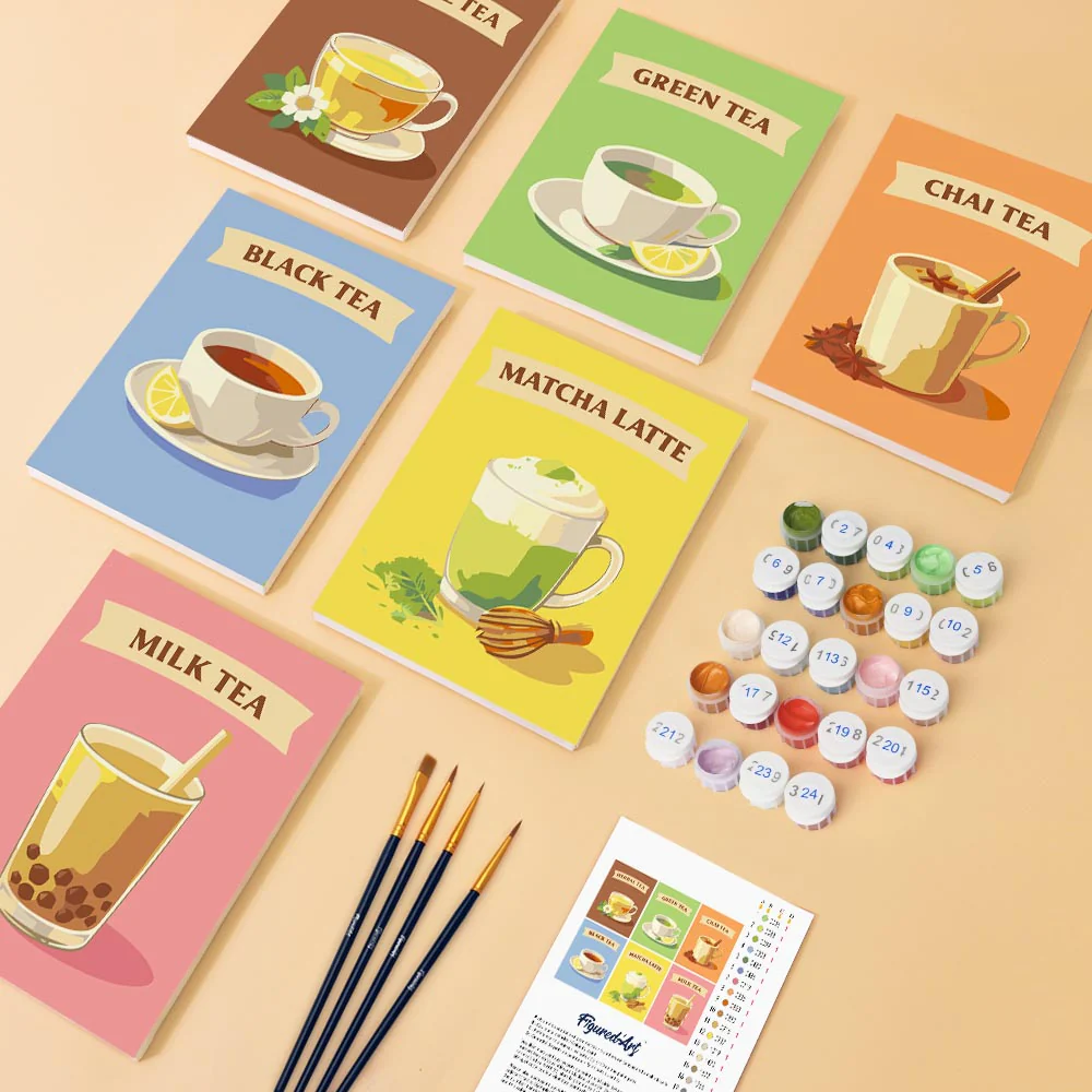 Mini Paint by numbers 15x20cm (6 pieces) - Teas of the World - Image 2