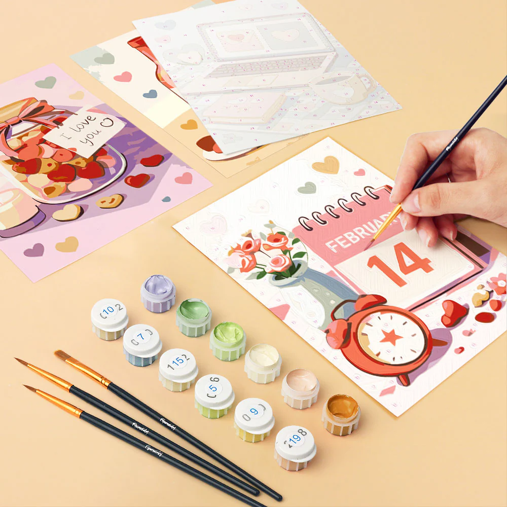 Mini Paint by numbers 15x20cm (6 pieces) - Valentine's Day - Image 6