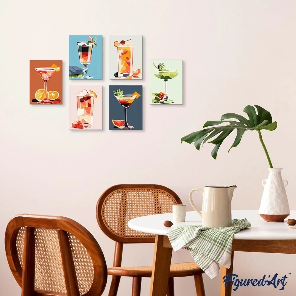 Mini Paint by numbers 15x20cm (6 pieces) - Vibrant Mixology - Image 3