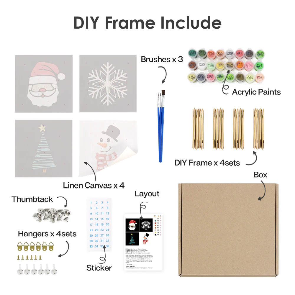 Mini Paint by numbers 15x15cm (4 pieces) - Classic Christmas Icons 1 - Image 11