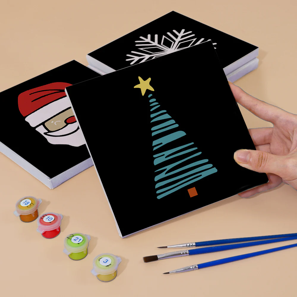 Mini Paint by numbers 15x15cm (4 pieces) - Classic Christmas Icons 1 - Image 7