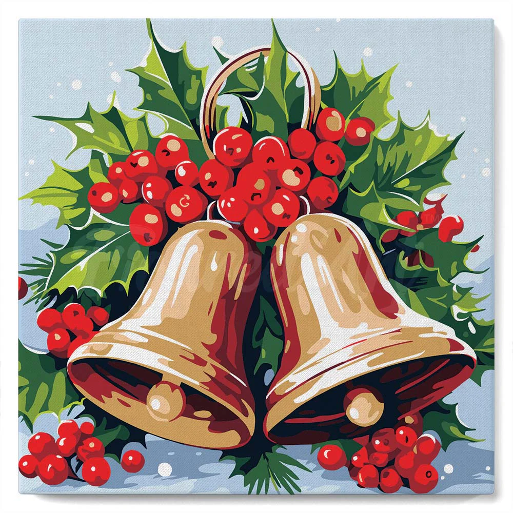 Mini Paint by numbers 20x20cm framed - Christmas Bells - Image 2