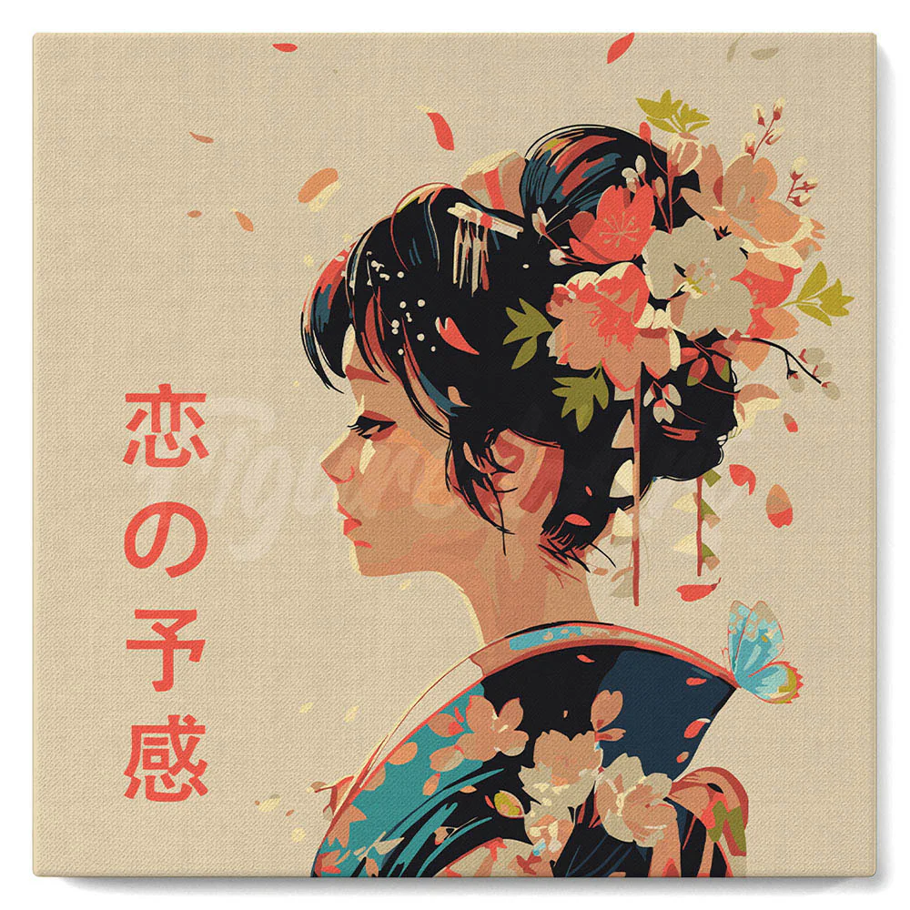 Mini Paint by numbers 20x20cm framed - Japanese Scent of Love - Image 2