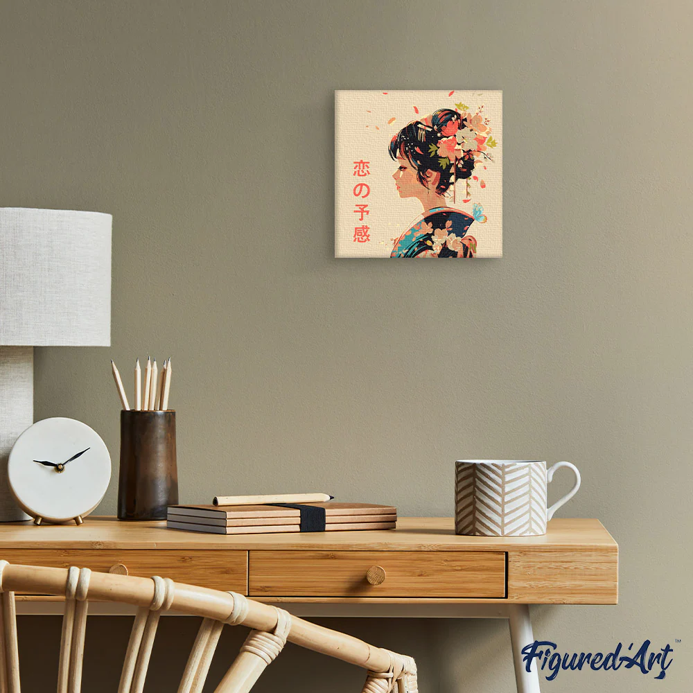 Mini Paint by numbers 20x20cm framed - Japanese Scent of Love - Image 3