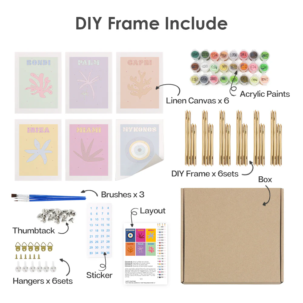 Mini Paint by numbers 15x20cm (6 pieces) - Coastal Paradise: Modern Beach - Image 13