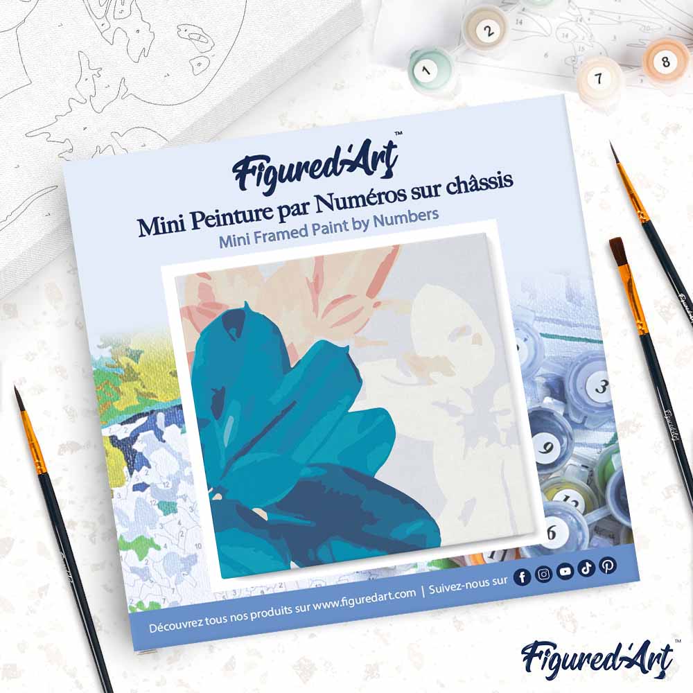 Mini Paint by numbers Abstact Flowers and Leaves 20x20cm already framed - Image 4