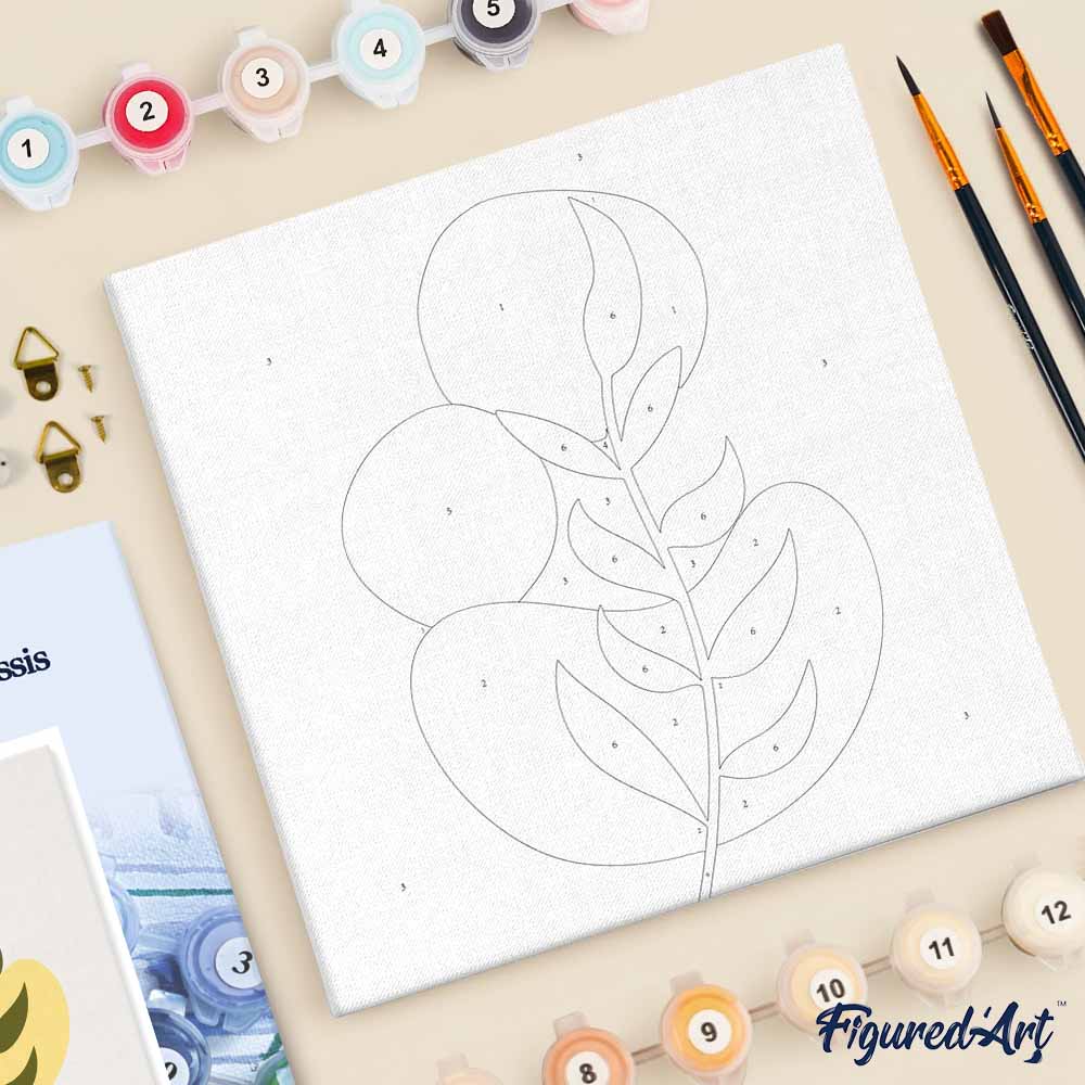 Mini Paint by numbers Abstract Bohemian Botanical Art Set 1 of 4 20x20cm already framed - Image 5