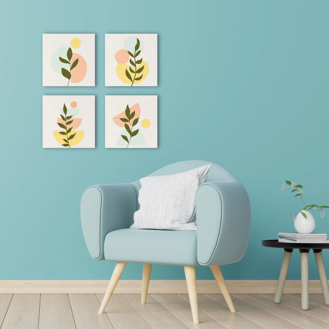 Mini Paint by numbers Abstract Bohemian Botanical Art Set 4 of 4 20x20cm already framed - Image 3