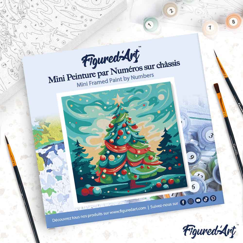 Mini Paint by numbers Abstract Christmas Tree 20x20cm already framed - Image 4