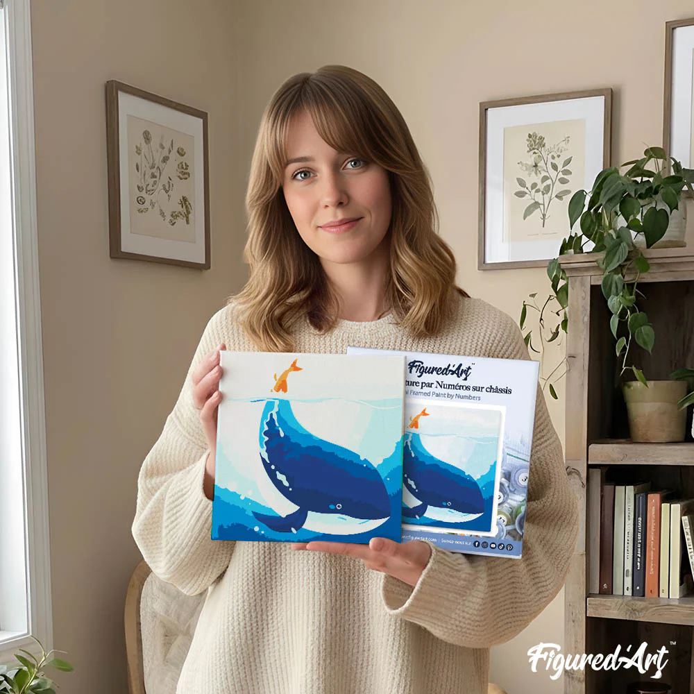 Mini Paint by numbers Blue Whale 20x20cm already framed - Image 12