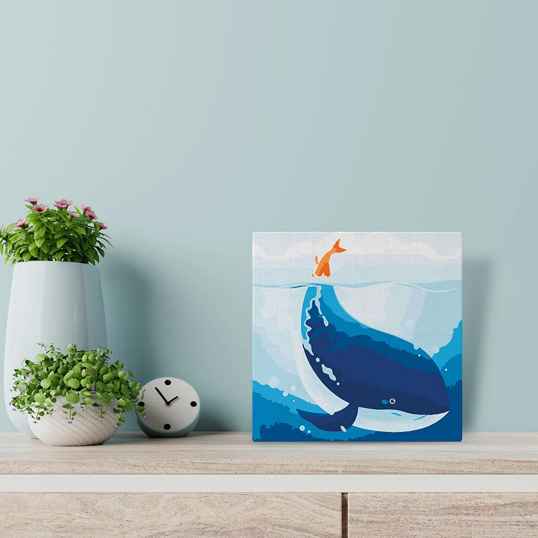 Mini Paint by numbers Blue Whale 20x20cm already framed - Image 3