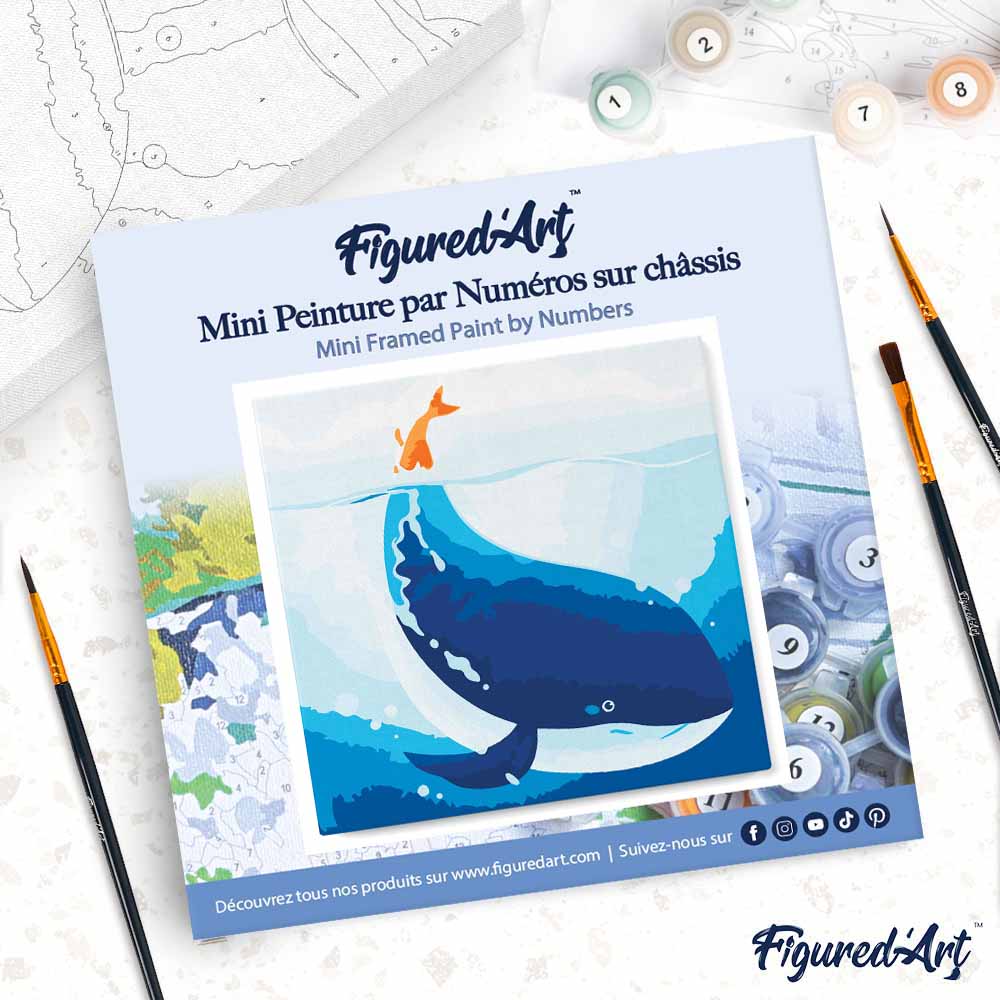 Mini Paint by numbers Blue Whale 20x20cm already framed - Image 4