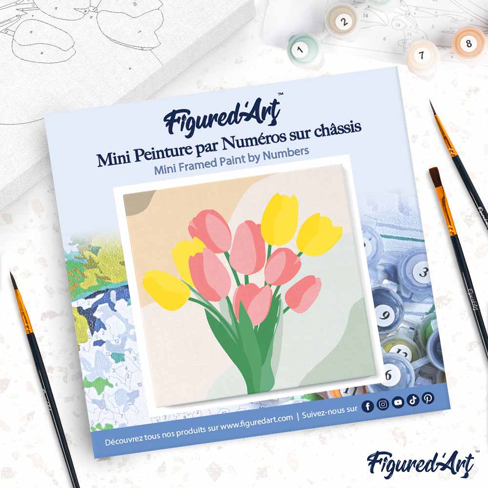 Mini Paint by numbers Bouquet of Tulips 20x20cm already framed - Image 4
