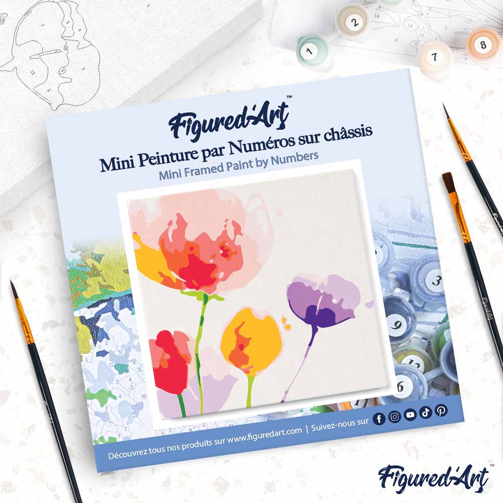 Mini Paint by numbers Colourful Flowers 20x20cm already framed - Image 4