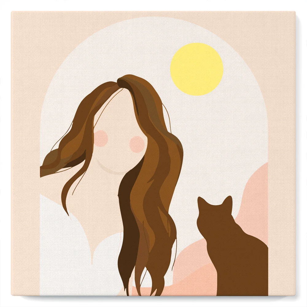 Mini Paint by numbers Cute Girl and the Cat 20x20cm already framed - Image 2