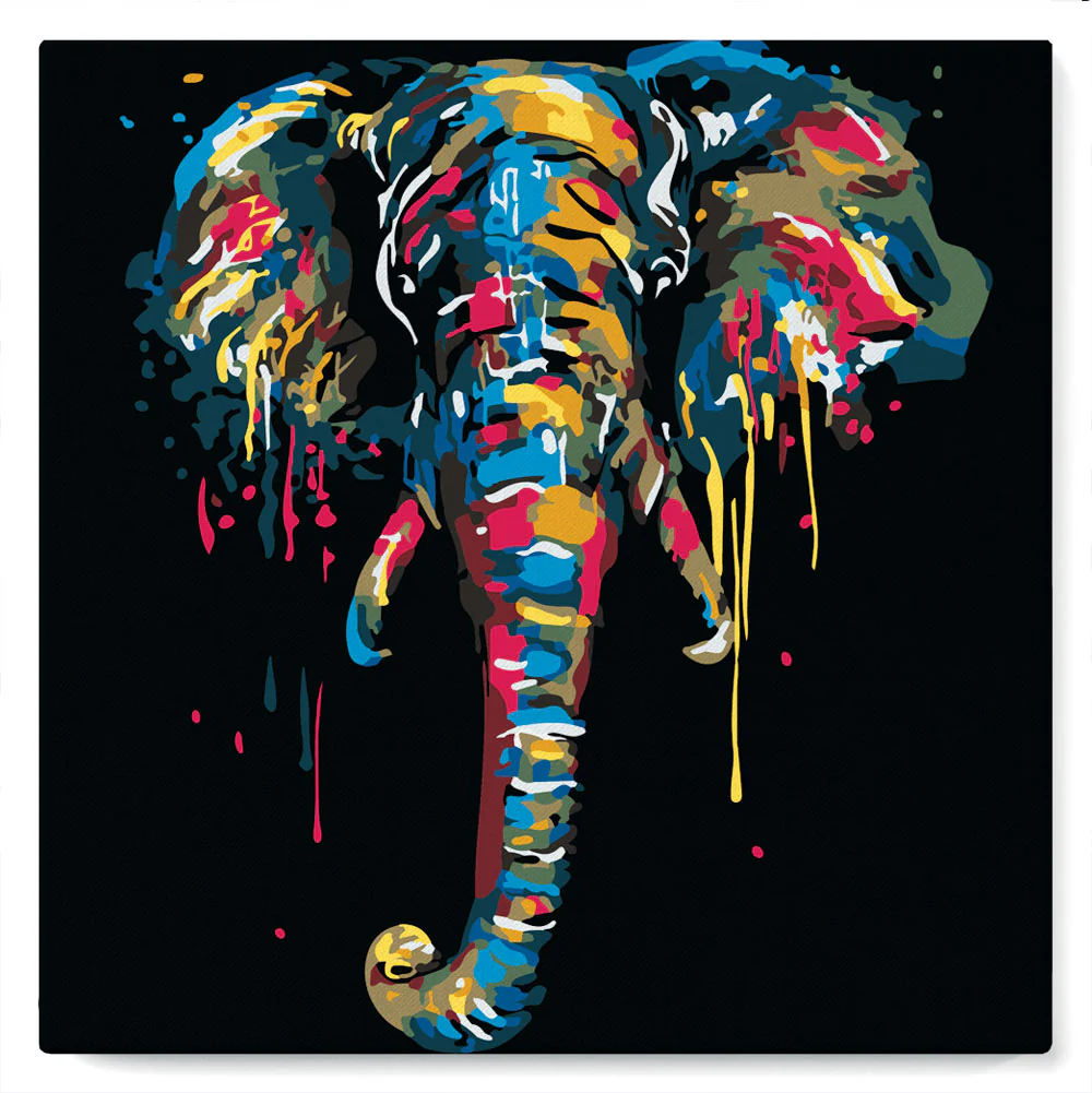 Mini Paint by numbers Elephant Painting 20x20cm already framed - Image 2