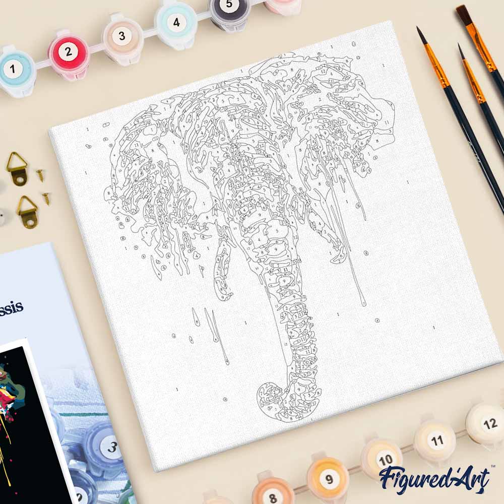 Mini Paint by numbers Elephant Painting 20x20cm already framed - Image 5