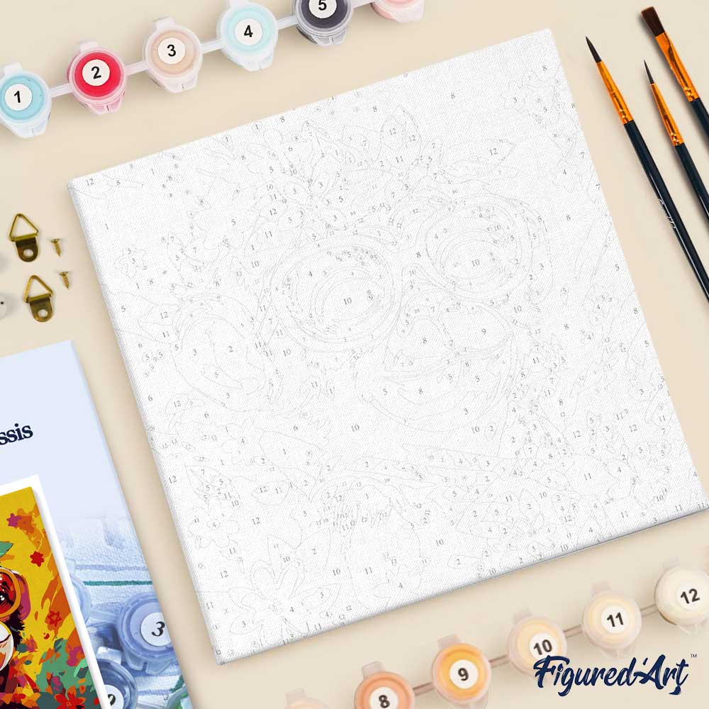 Mini Paint by numbers Fantasy monkey and flowers 20x20cm already framed - Image 5