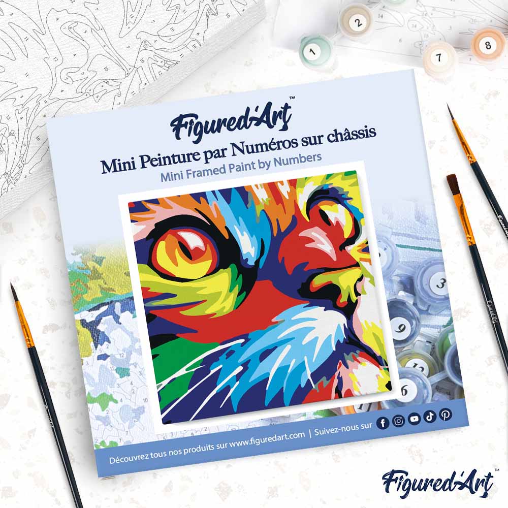 Mini Paint by numbers Feline Pop Art 20x20cm already framed - Image 4