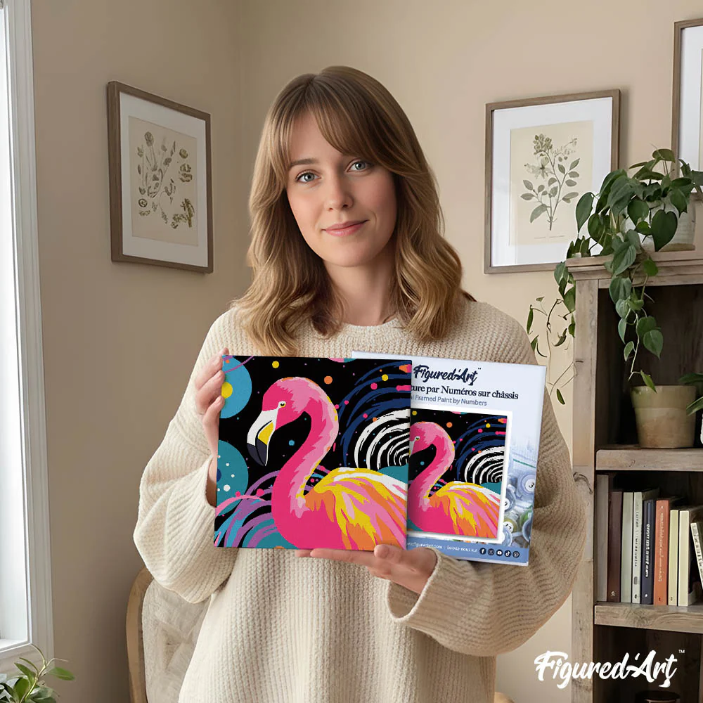 Mini Paint by numbers Flamingo Abstract Pop Art 20x20cm already framed - Image 12