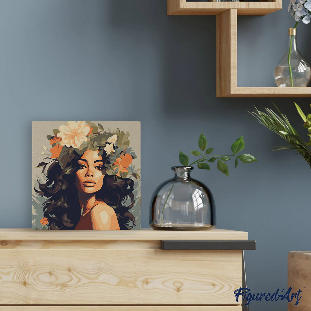Mini Paint by numbers Floral Beauty Queen 20x20cm already framed - Image 3