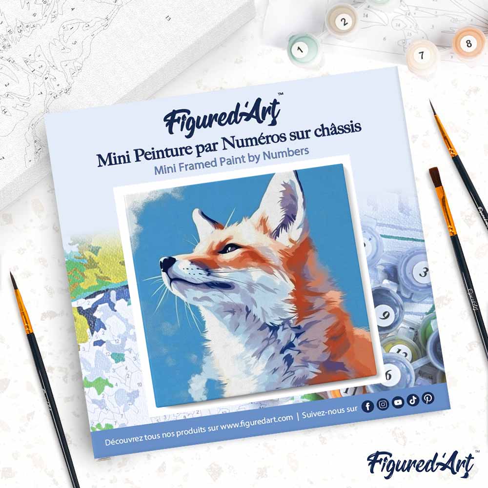 Mini Paint by numbers Fox with Blue Sky 20x20cm already framed - Image 4