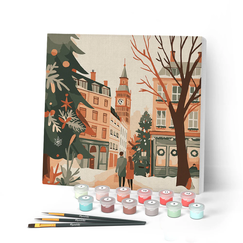 Mini Paint by numbers 8"x8" framed - Christmas in London