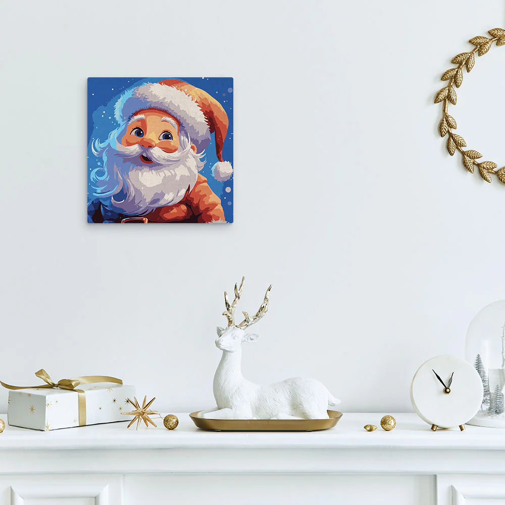 Mini Paint by numbers 8"x8" framed - Smiling Santa - Image 3