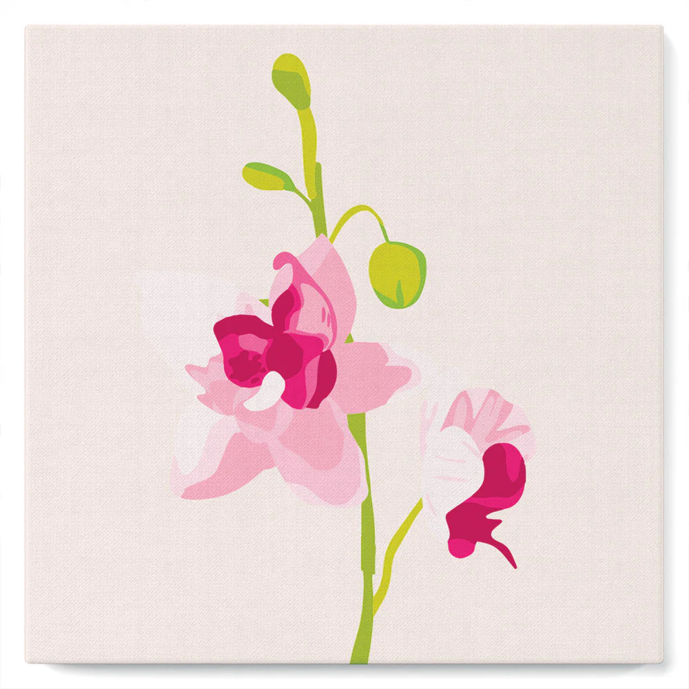 Mini Paint by numbers Pink Orchids Set 1 of 4 20x20cm already framed - Image 2