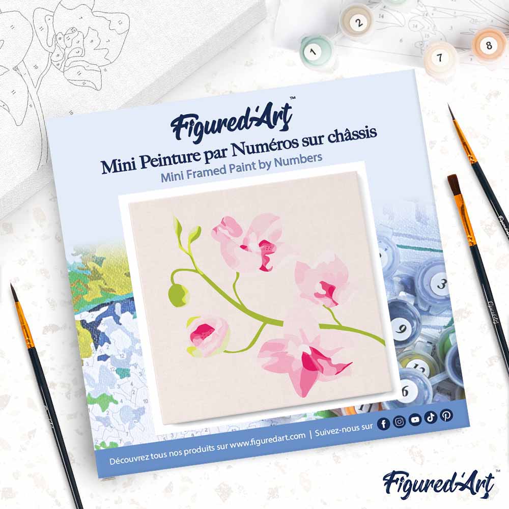 Mini Paint by numbers Pink Orchids Set 3 of 4 20x20cm already framed - Image 4