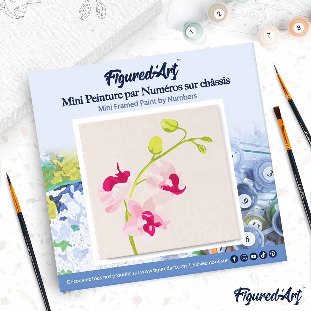 Mini Paint by numbers Pink Orchids Set 4 of 4 20x20cm already framed - Image 4